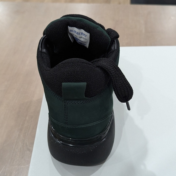 Mens BURBERRY "Trek" Barbed Wire Leather Hiking Boots Vine Green - Picture 5 of 8